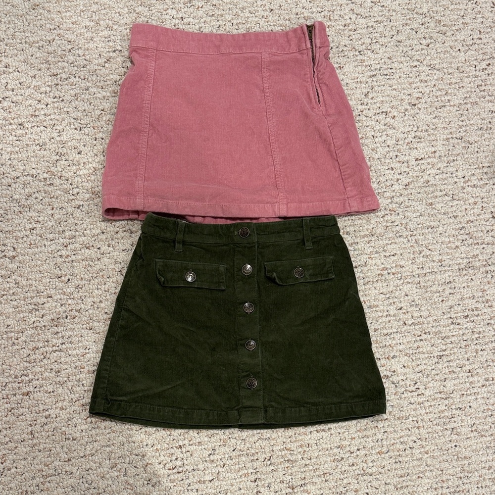 Crewcuts Girls Pink and Green Corduroy Skirt Set Size 10 C11-171